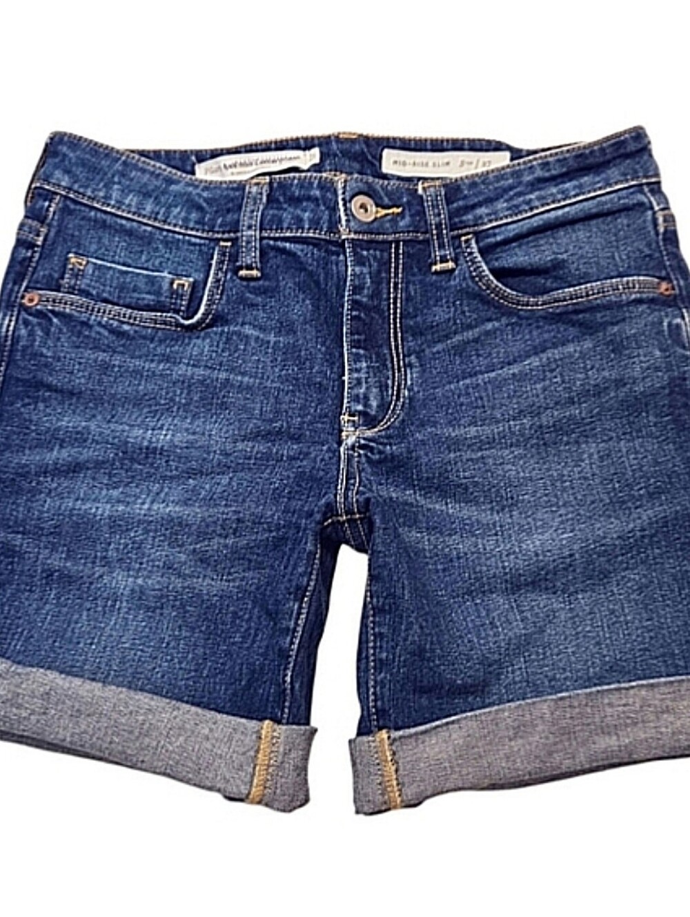 Pilcro Anthropologie Denim Mid-Rise Slim Cutoff Shorts Midi Length Size 27